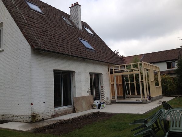 Extension bois d'une maison  Marcq-en-Baroeul. : chantier